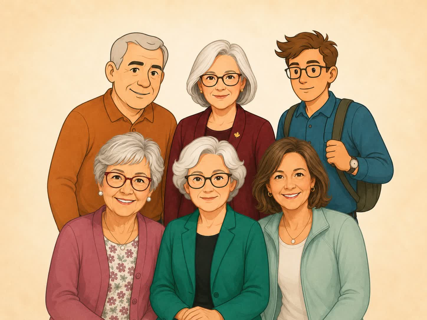 Oma Erla mit Otto, Hilde, Lisa, Christa und Felix – die Figuren aus Oma Erlas Geschichten