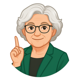 Oma Erla gibt einen hilfreichen Tipp und hebt den Zeigefinger