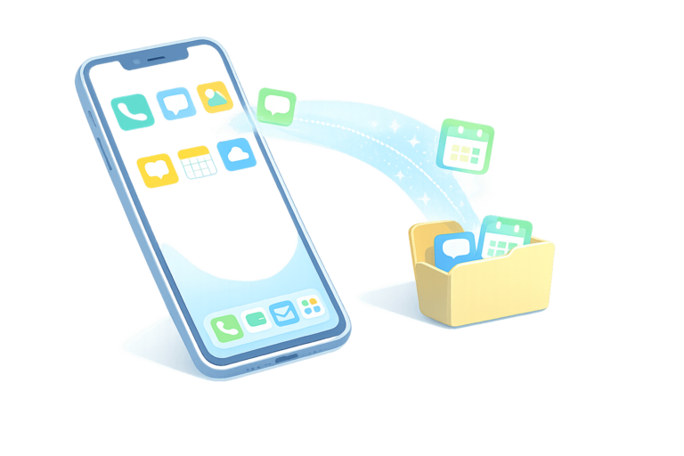 Smartphone, auf dem App-Symbole in einen Ordner verschoben werden